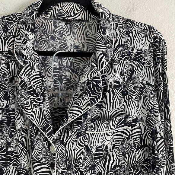 Banana Republic Womens Large Zebra Print Black White Pajama Set - Picture 4 of 13